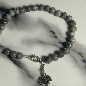 Gray Jasper Bracelet with Tree of Life Charm